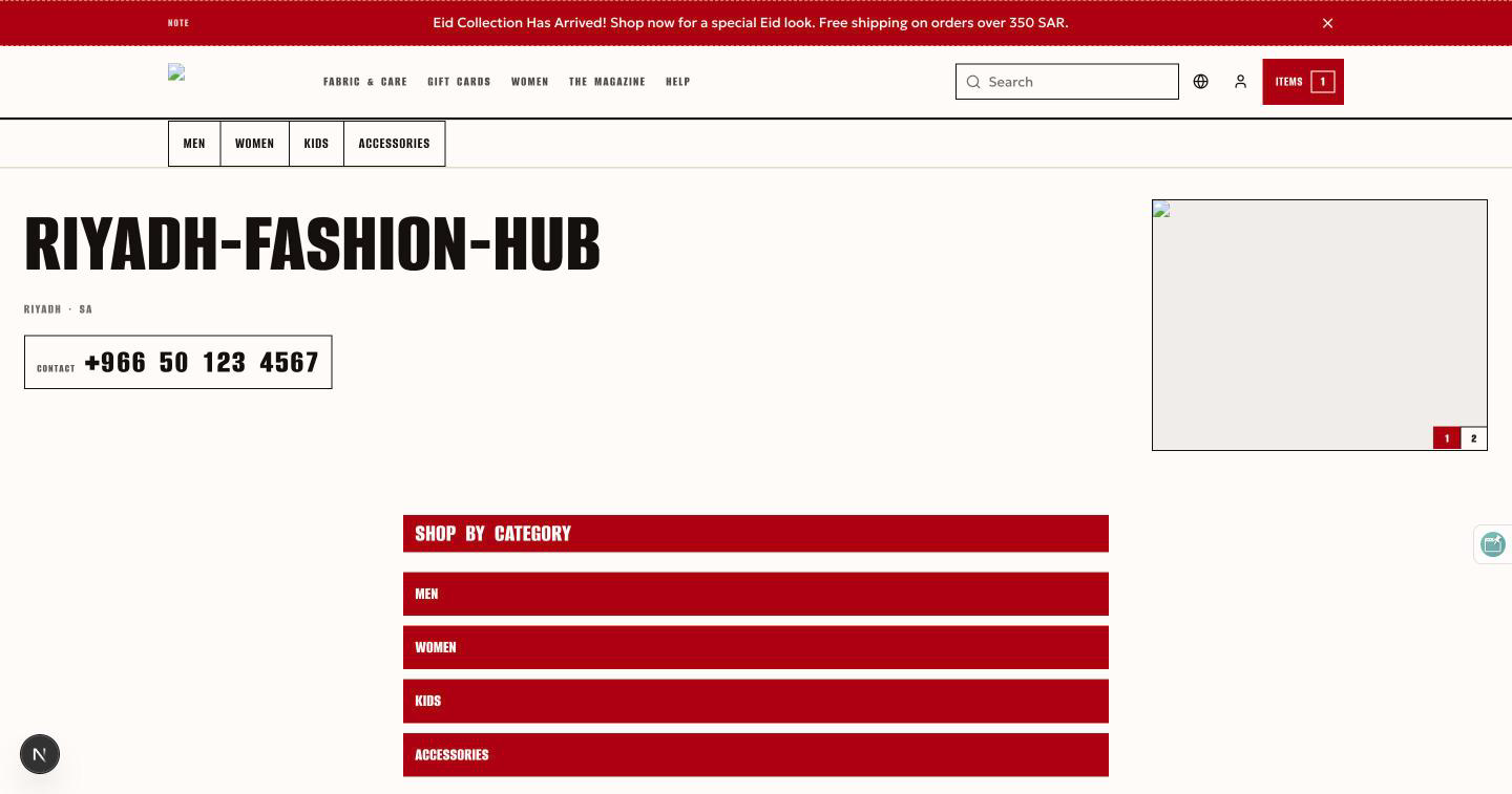 A demo store's home page on its own host, rendered by landing-ui through spg