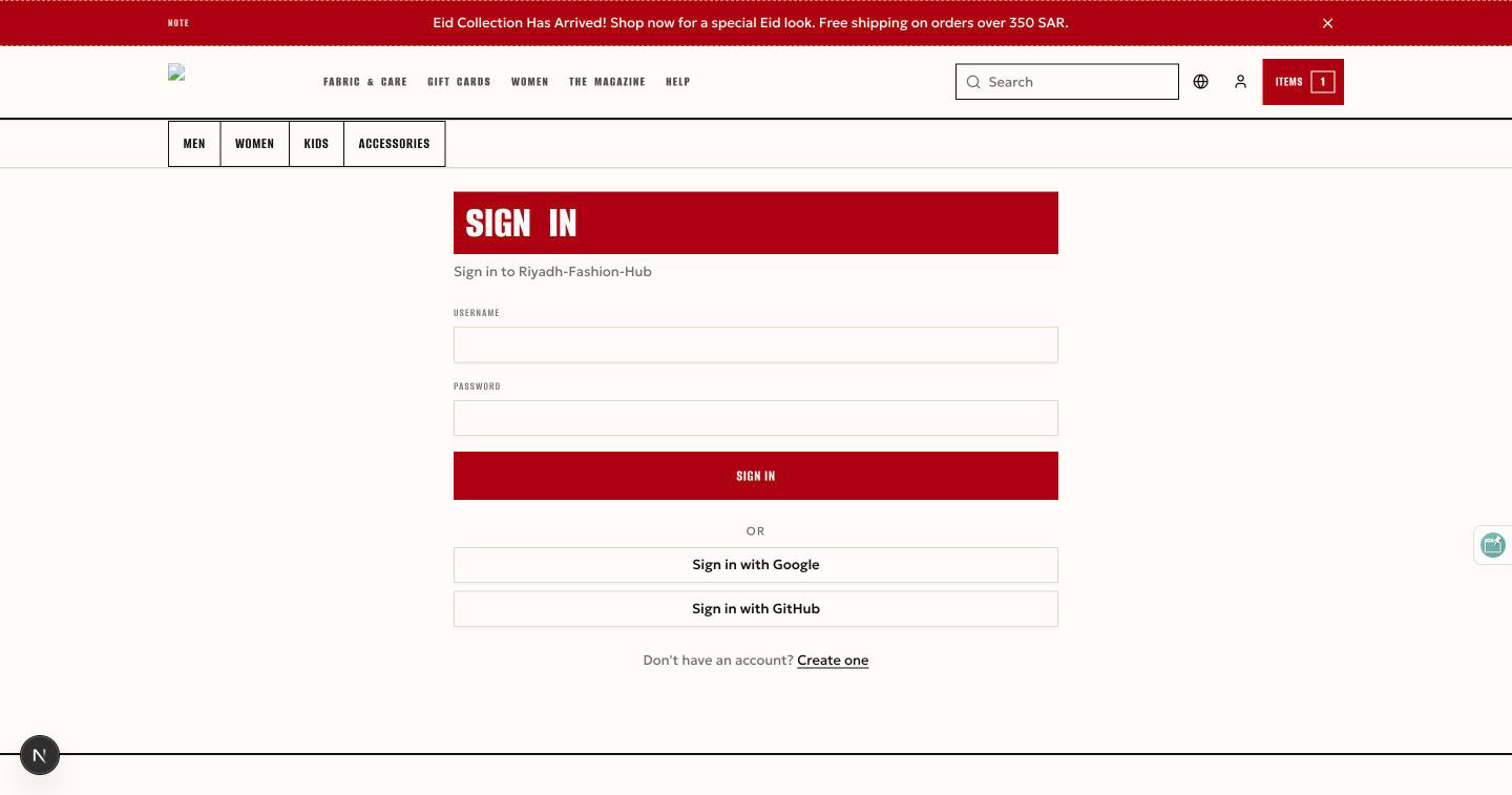 The theme's sign-in page at /en/login